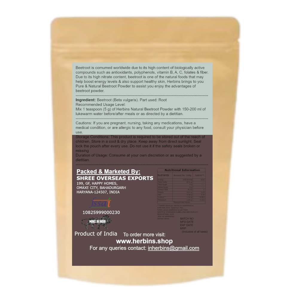 Herbins 100% Natural Beetroot Powder-100gms - Image 4